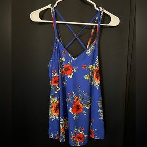 Blue floral tank top
